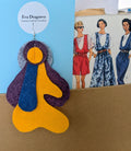 Single statement felt earrings in orange, purple, grey and blue