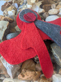 Single statement felt earrings in great and red