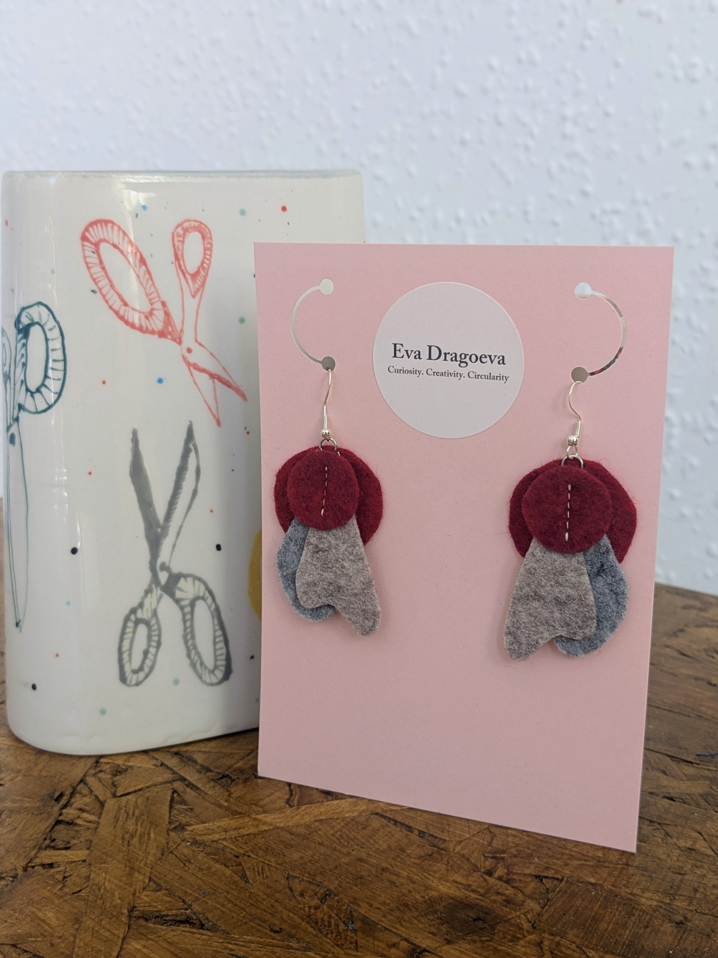 Small abstract felt earrings