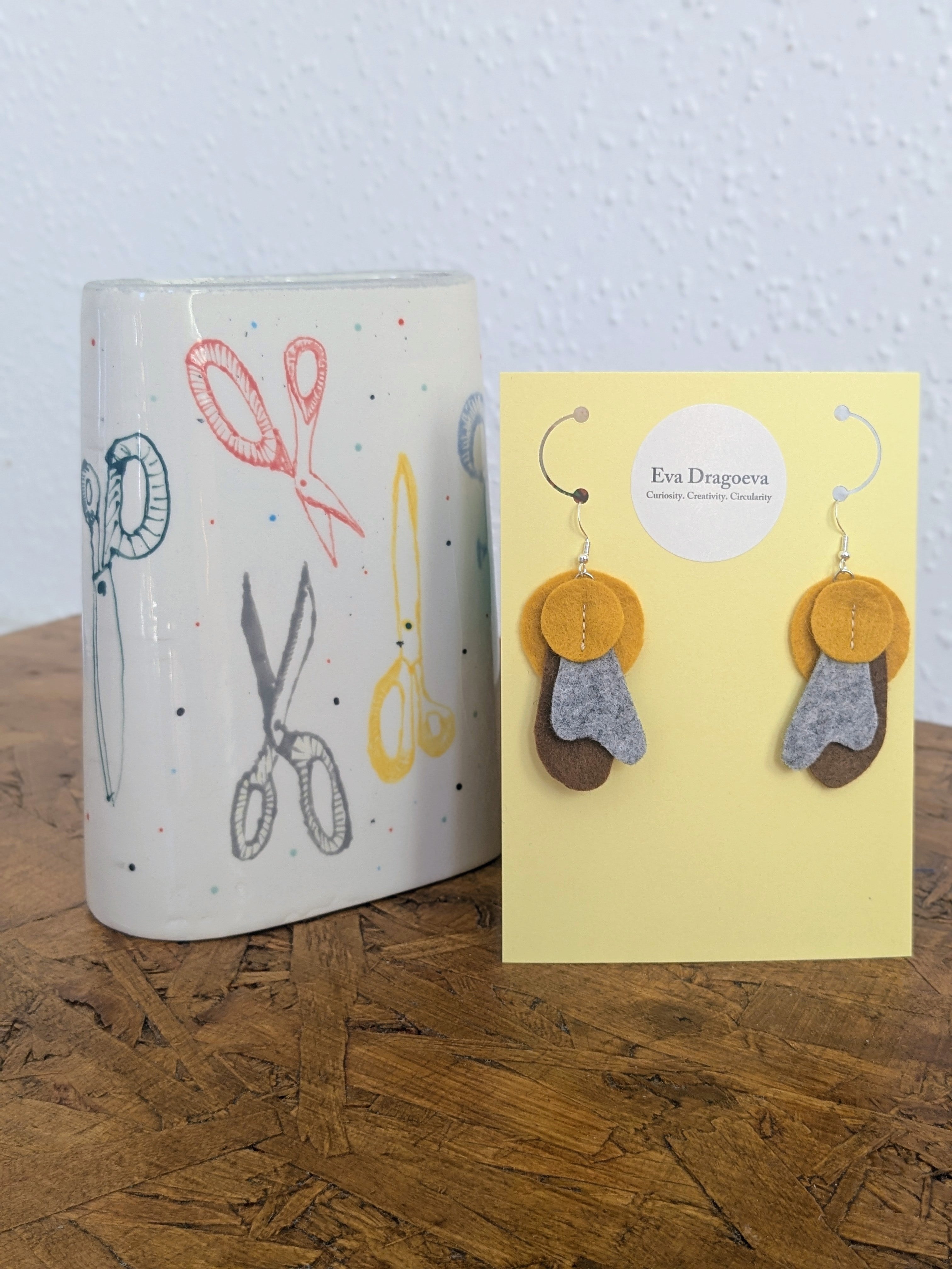 Small abstract felt earrings