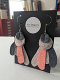 Heathered felt earrings in pink and grey