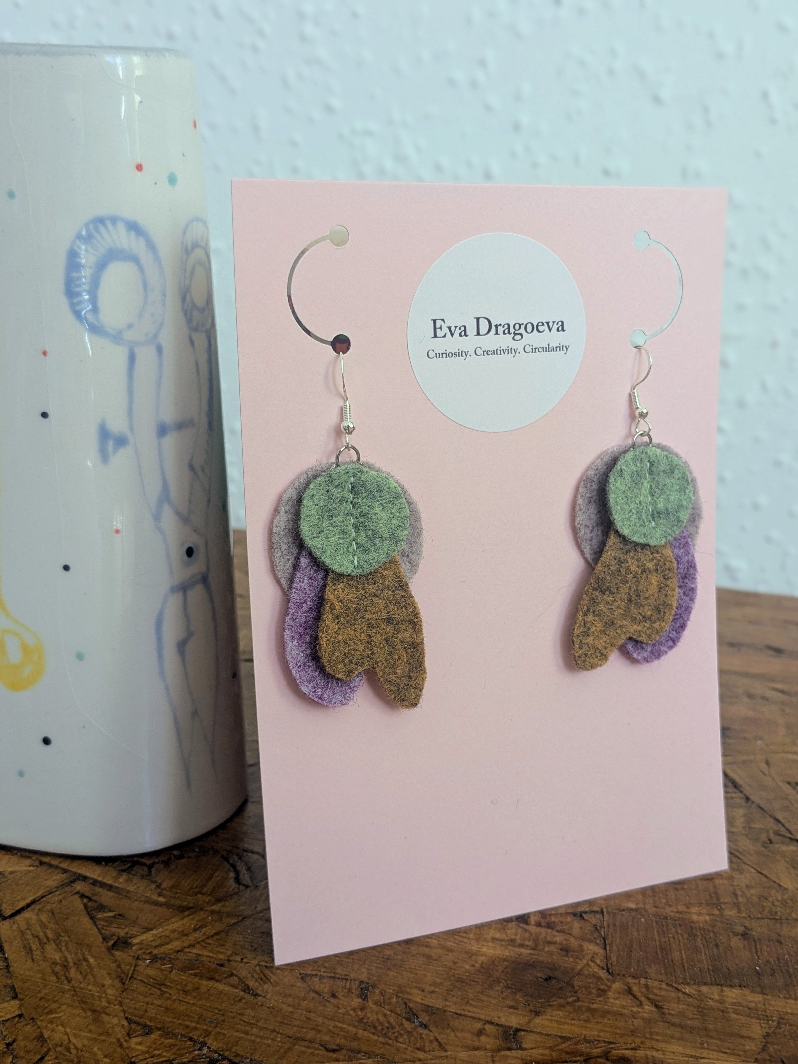 Small abstract felt earrings