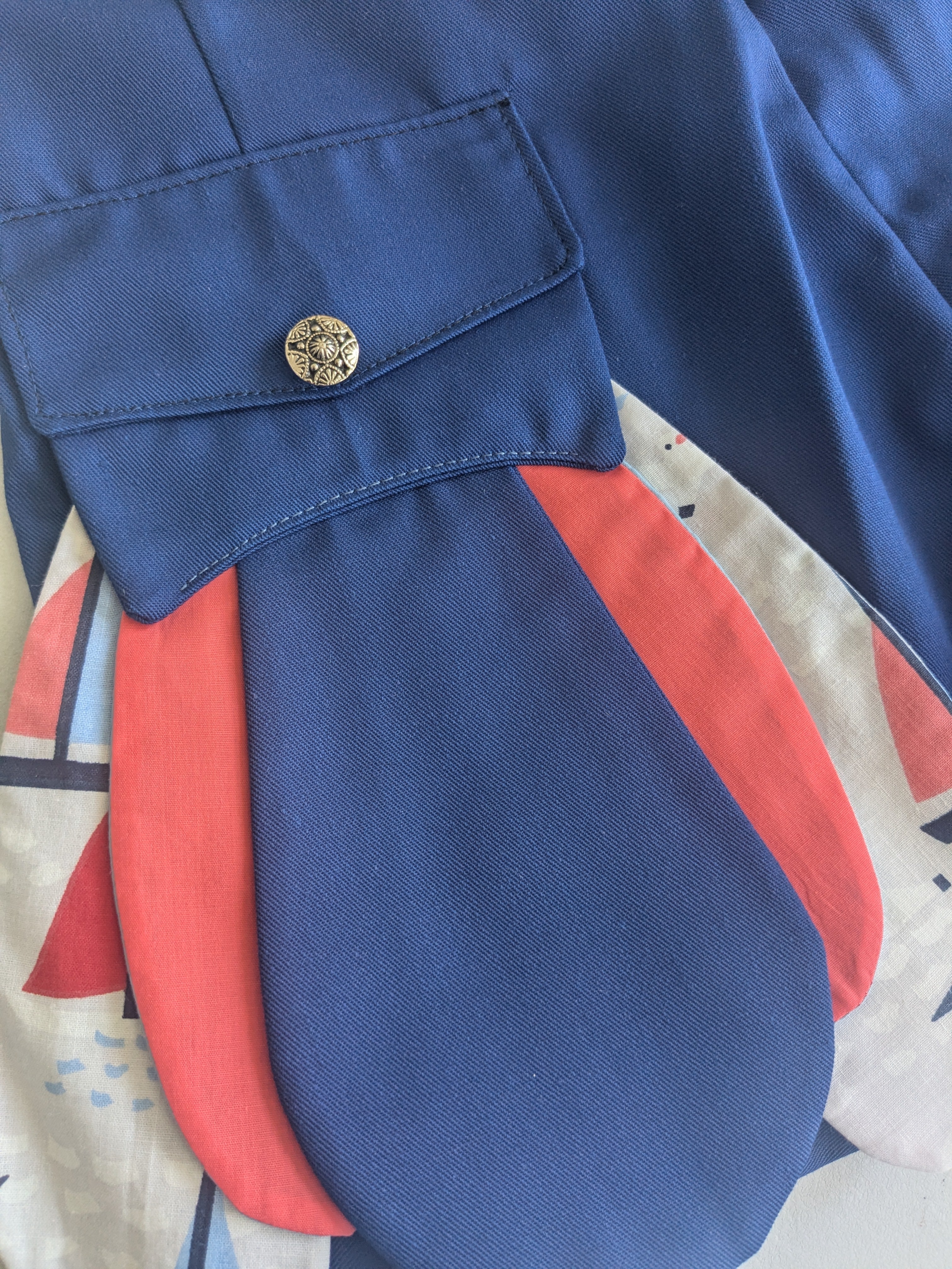 Upcycled navy shorts with nautical details