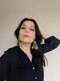 Heathered felt earrings in orange and green