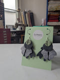 Heathered felt earrings in green and grey