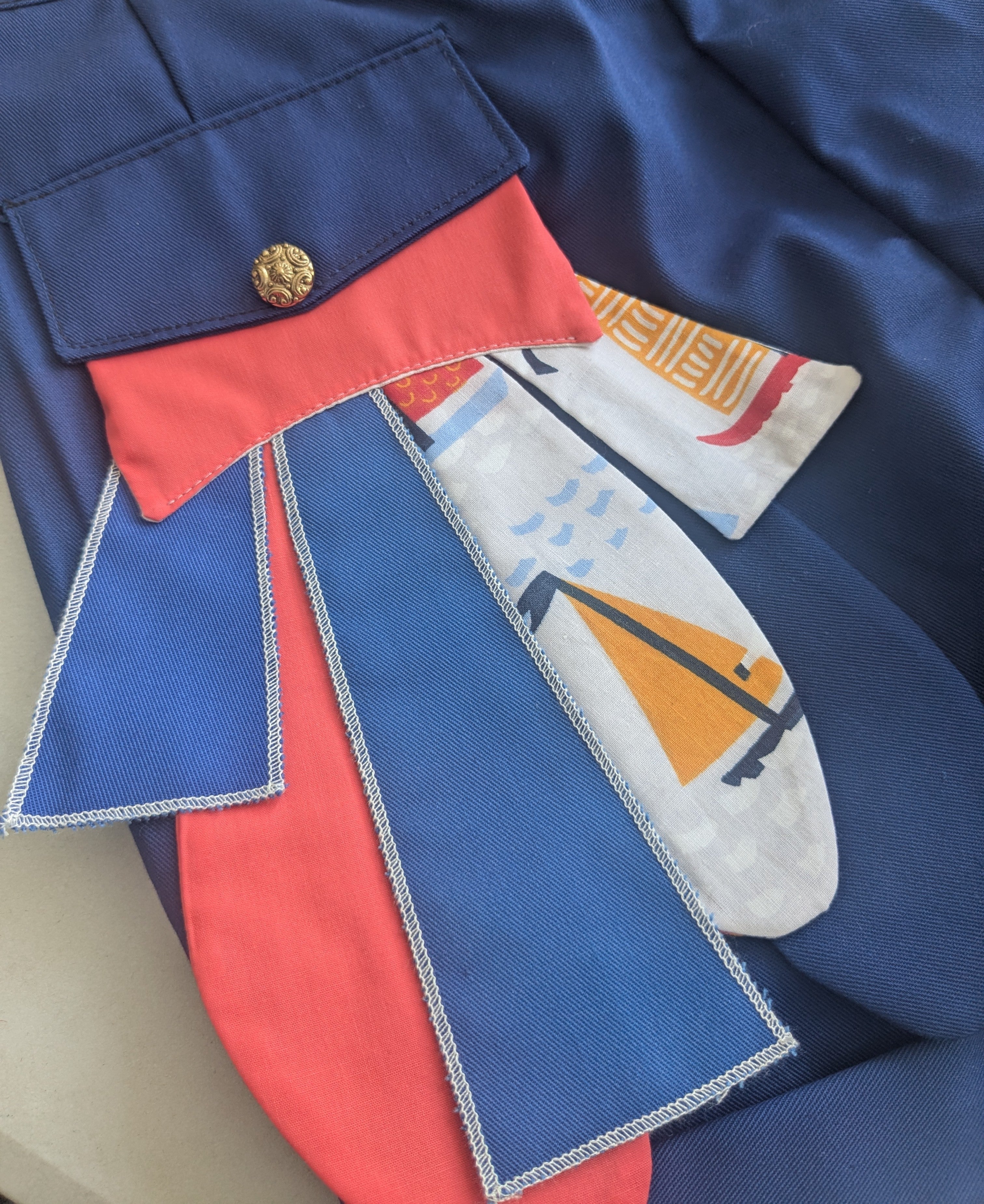 Upcycled navy shorts with nautical details