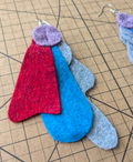 Heathered felt earrings in blue, red, purple and grey