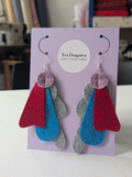 Heathered felt earrings in blue, red, purple and grey