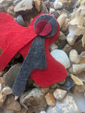 Single statement felt earrings in great and red