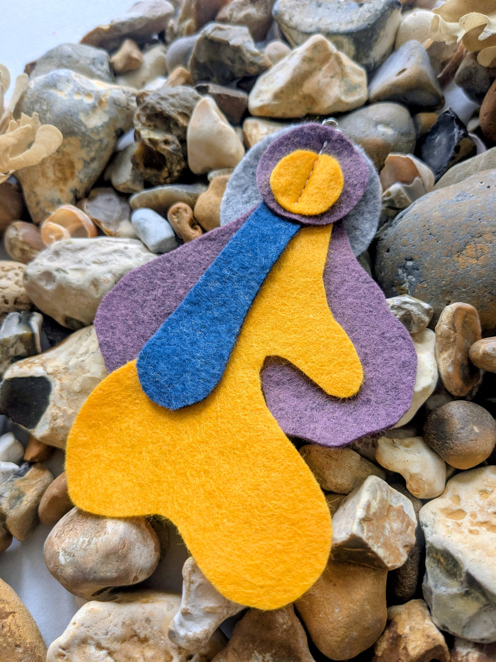 Single statement felt earrings in orange, purple, grey and blue