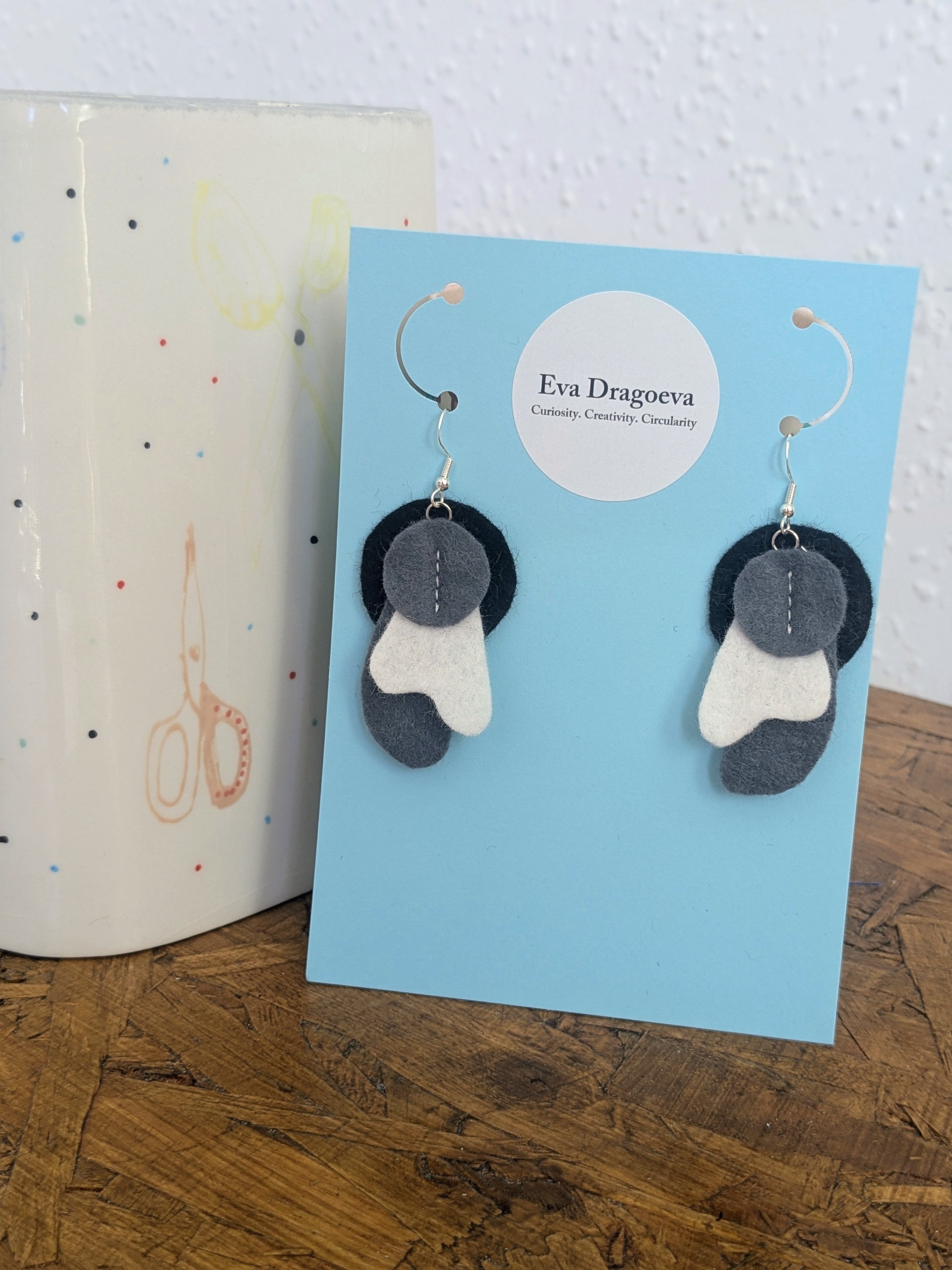 Small abstract felt earrings