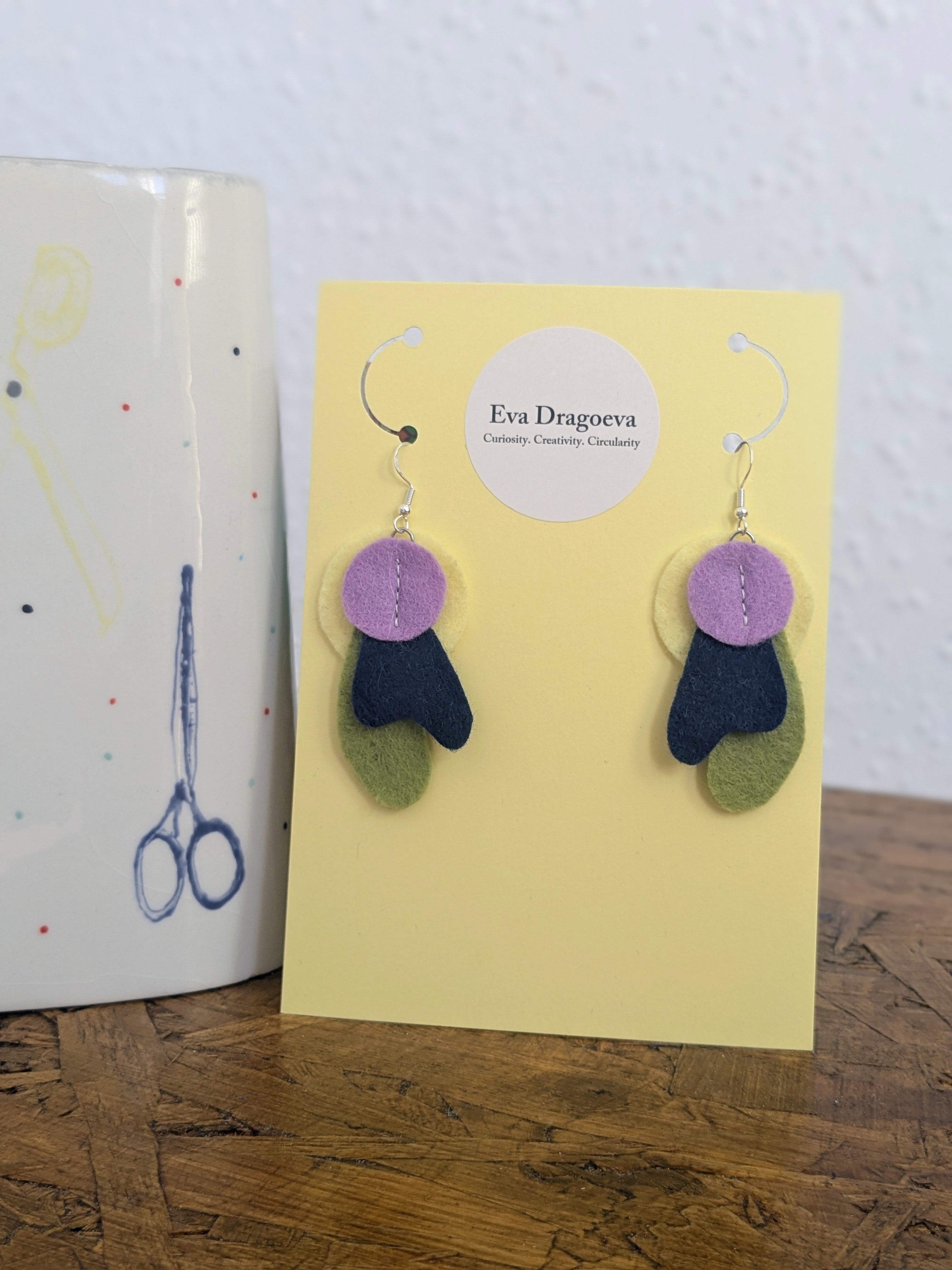 Small abstract felt earrings