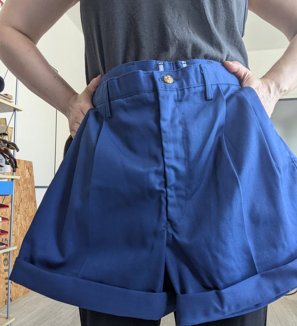 Upcycled navy shorts with nautical details
