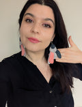Heathered felt earrings in pink and grey