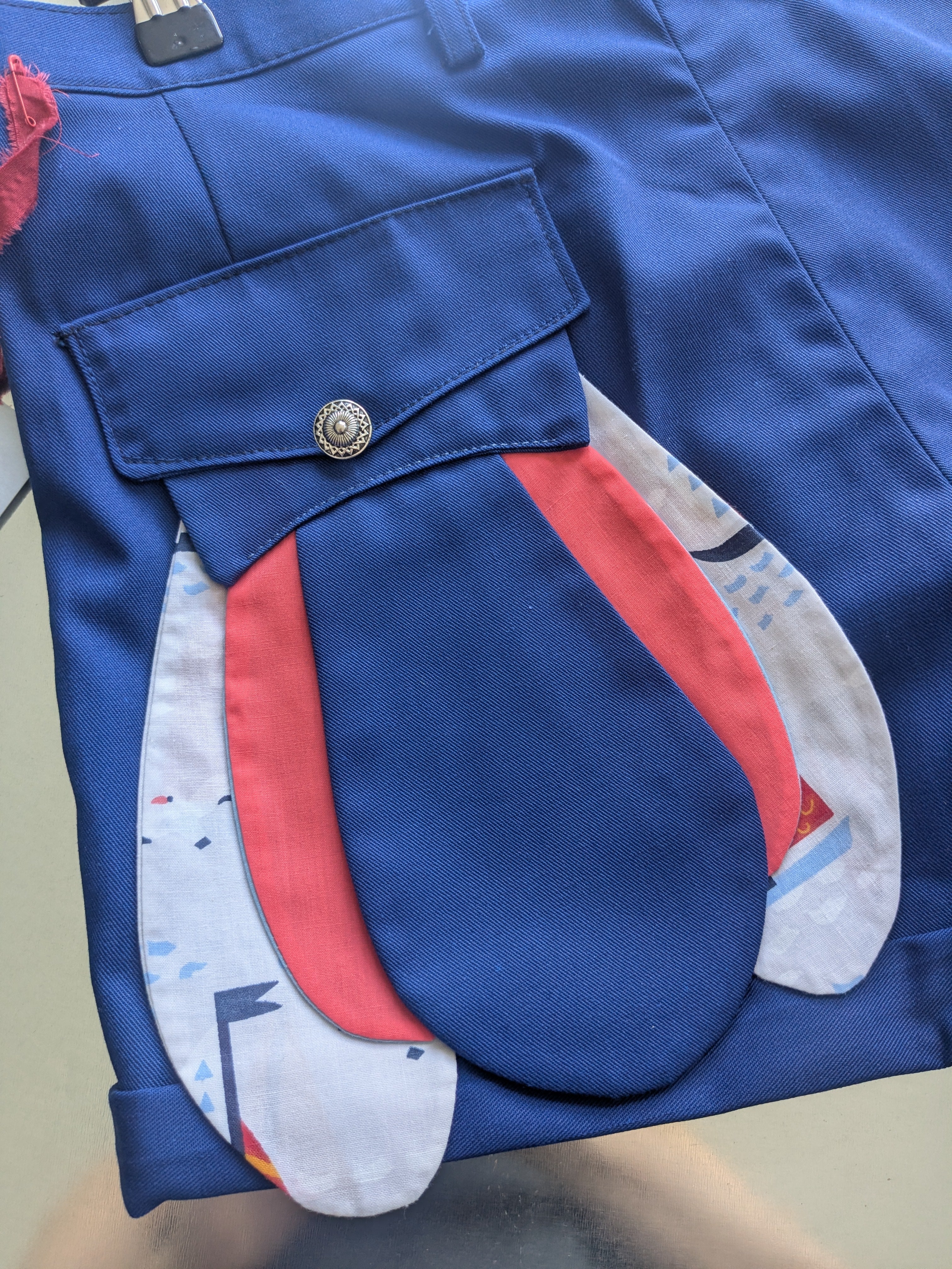 Upcycled navy shorts with nautical details
